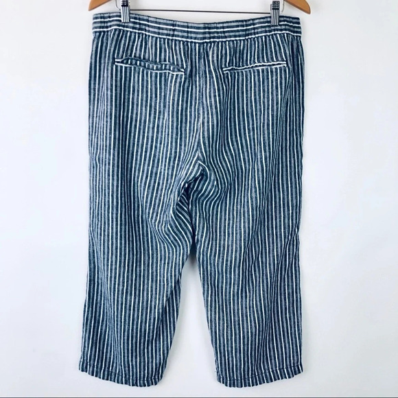 Old Navy Striped Linen Blend Pull On Cropped Pants - Picture 5 of 7
